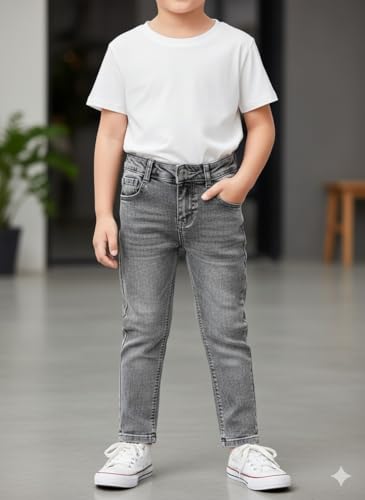 Image of A.T.U.N. (ALL THINGS UBER NICE) Boys Cotton Stretchable Straight Fit Denim Jeans | Soft Washed Mid Rise Comfort Jeans for Everyday Wear | Durable Stylish Casual Bottom Wear