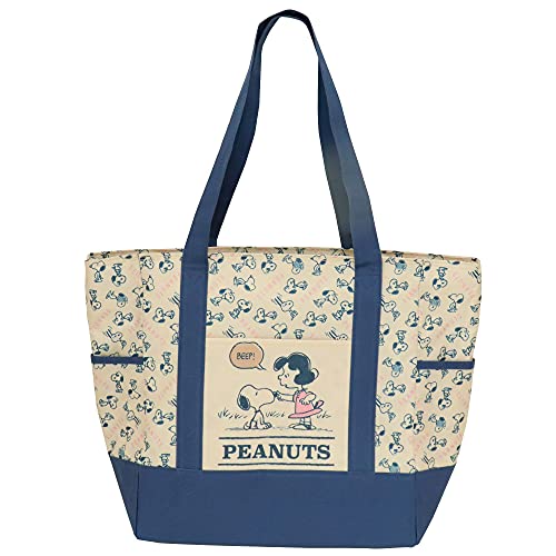 ジェイズプランニング 保冷保温トートバッグ スヌーピー パターン W32×H34×D17cm 内側アルミ素材 内ポケット付き 外ポケット付き