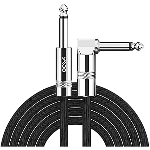 1Mii Guitar Cable 6M(20FT) Electric Instrument Cable, Bass Amp Cord for Electric Guitar, Bass, Electric Mandolin, Keyboard, Pro Audio, 1/4" Cable Right Angle to Straight Cover