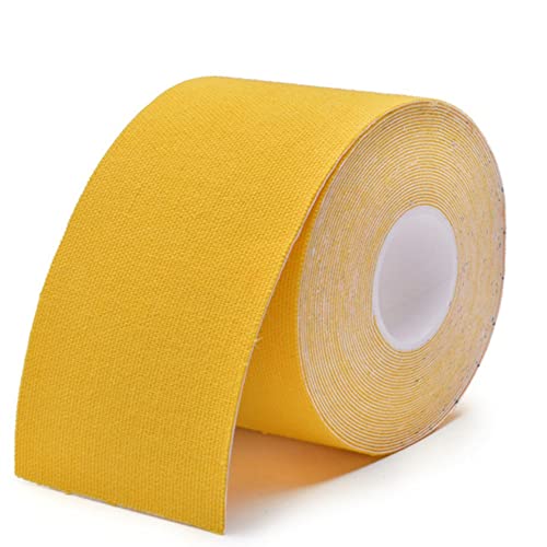 LTLCLZ 5M Kinesiology Tape Muscle Bandage Sports Cotton Elastic Adhesive Strain Injury Tape Knee Muscle Pain Relief Stickers,Yellow,High 3.8CM