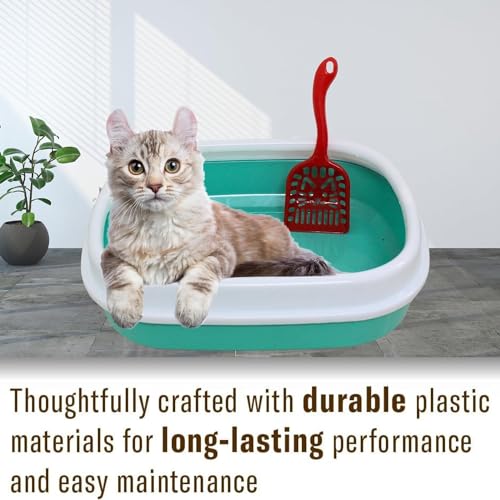 Image of Cature Care by Nature Cat Litter Tray Box for Kittens and Rabbits Open with Pedal Toilet, Large Space Capacity Sand Bowl with Pet Supplies and Free 6 L Cat Litter and Spoon (Color May Vary)