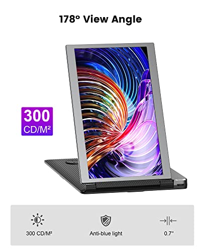 Alecewey Portable Monitor For Macbook Laptop Screen Extender Dual Monitor Display 12'' Inch Fhd 300 Nit External Monitor With Type-C/Speaker P1M Only For 13.3'' Macbook #TOP1