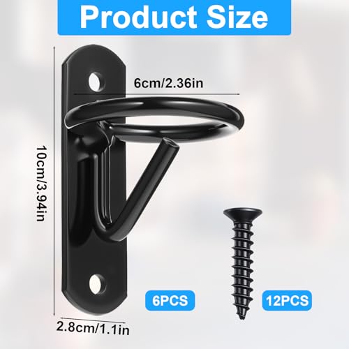kenaeooe 6 Pack Heavy Duty Bucket Hooks for Horse Stalls Anti-Tip Metal Bucket Holder for Horse Feed and Water Stable Barn Fence Accessories with Screws, Black by kenaeooe - Image 2