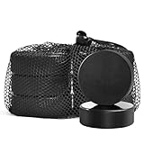 OMYOPY 6 Pack Ice Hockey Pucks with Reusable Mesh Bag, Rubber Street Hockey Puck Balls for Practicing and Classic Training, Diameter 3