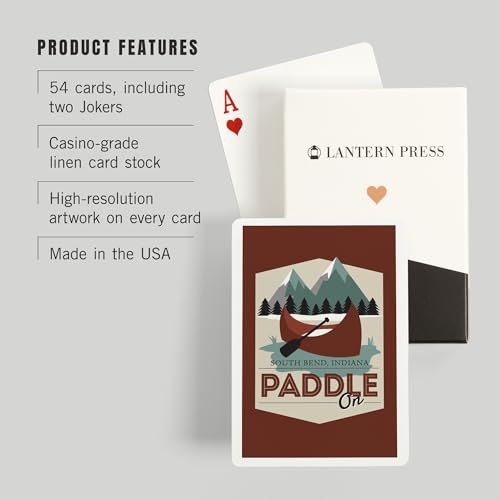 Lantern Press South Bend Indiana Paddle On Naipes Poker miniatura 3