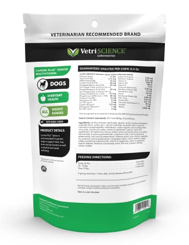 Vetriscience Canine Plus Multivitamin For Senior Dogs - Vet Recommended Vitamin Supplement - Supports Mood, Skin, Coat, Liver Function, 60 (Packaging May Vary) #TOP5