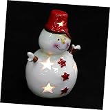 DRESSOOS 1 Pieza De Luces Decorativas LED Muñeco De Nieve De Pie Colecciones De Muñecos De Nieve De Cerámica Estatuilla De Navidad Regalo De Fiesta De Navidad Retro Decoración del Hogar