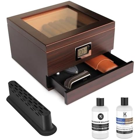 CASE ELEGANCE Handcrafted Cedar Humidor with Hygrometer Cover