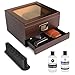 Glass Top Handcrafted Cedar Humidor with Front Digital Hygrometer, Humidifier Gel, and Accessory Drawer - Holds (25-50 Cigars) by Case Elegance