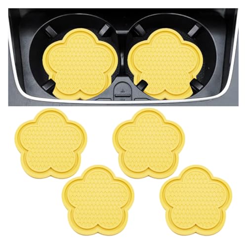 Set de 4 posavasos para portavasos de auto en flores amarillo miniatura 1