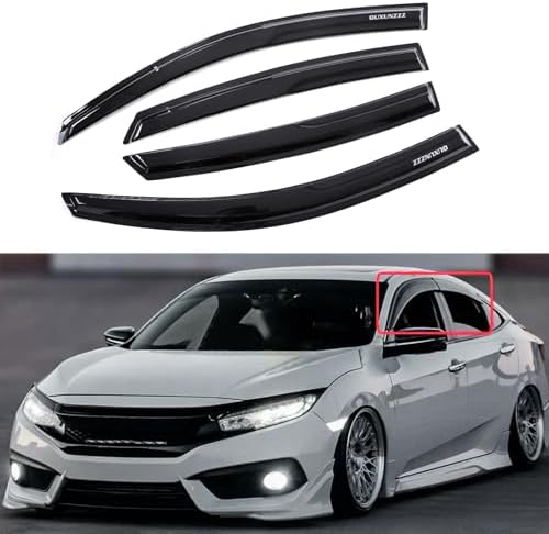 Outside Mount Window Visors Rain Guards for Honda Civic 4Dr Sedan...