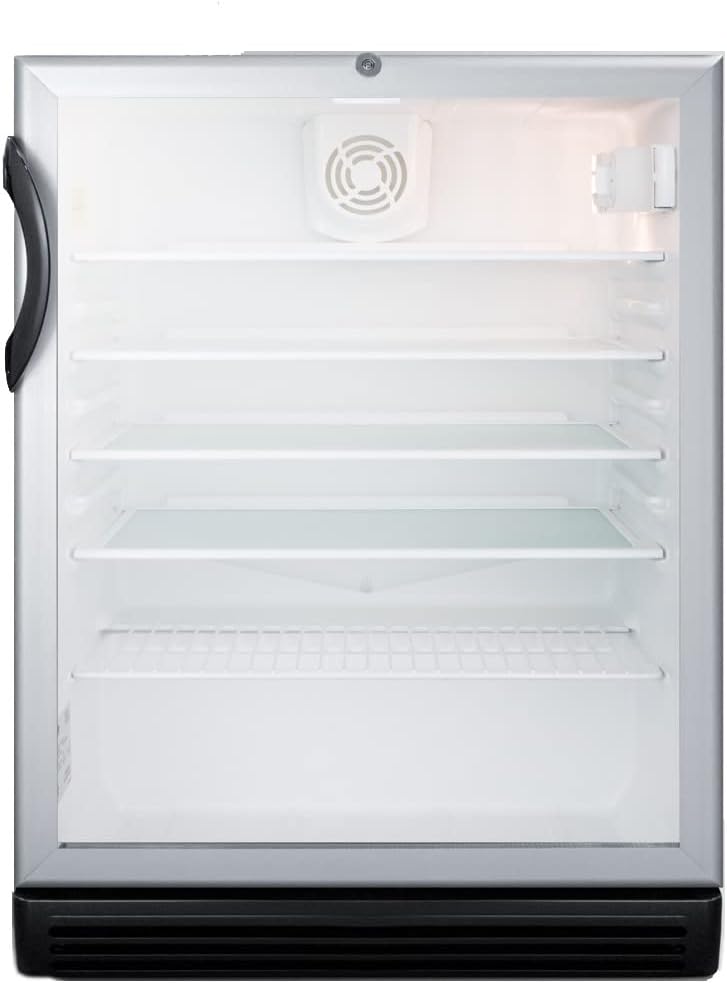 Summit SCR600BGLBIADA 24" ADA Compliant Beverage Center: 5.5 cu.ft Commercial Refrigerator w/ Lock & Glass Door