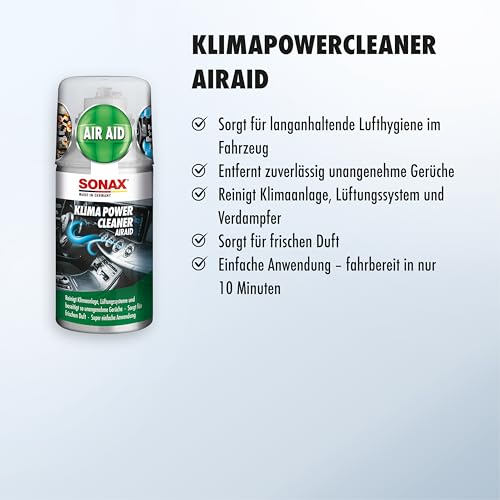 SONAX KlimaPowerCleaner AirAid symbiotisch (100 ml) sorgt schnell und einfach für langanhaltende Lufthygiene...
