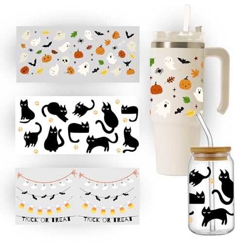 Halloween UV DTF Transfer Sticker | 6 Sheets | UV DTF Cup Wraps for 16 oz Tumbler Decals