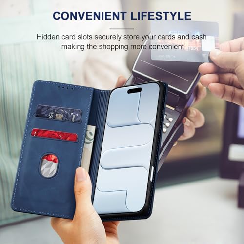 Image of Jasonyu Flip Wallet Case for iPhone 17 Air,Blue