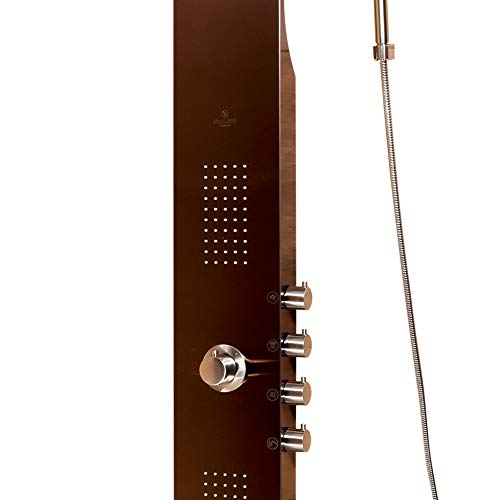 Pulse Showerspas 1033 Santa Cruz Showerspa Panel With 7" Rain/Waterfall Showerhead, 2 Oversize Body Sprays, Hand Shower, Brushed Bronze Stainless Steel With Brushed-Nickel Fixtures #TOP2