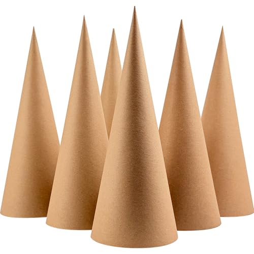 6 Pcs Paper Mache Cones Open Bottom 13.8 x 5 in Extra Thick Cardboard Cones for Crafts Paper Cones for Christmas Valentine Gnomes Christmas Tree DIY Projects and Decorations