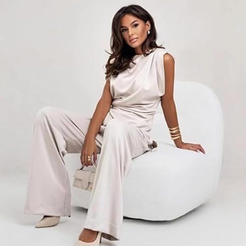 Ivora Travel Outfit Women, Arianna Comfy Two Piece Set, 2025 New White 2 Piece Formal Outfits for Women4