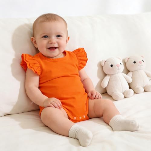 Image of LYSMuch Toddler Baby Girls T Shirt Ruffle Sleeveless Kids Cotton Tshirt Solid Color Blouse