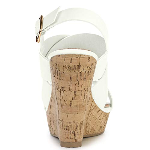 Allegra K Allegra K Women's Wood Wedges Platform White Wedge Sandals - 8 M US