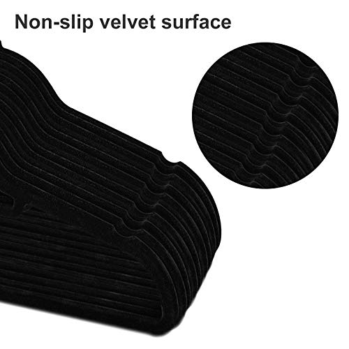 Premium Velvet Suit Hangers 50 Pack Non Slip Clothes Hanger, 360 Degree Chrome Swivel Rose Gold Hook Strong And Durable Hold Up To 10 Lbs, Ultra Thin Coat Hangers(Black) #TOP3