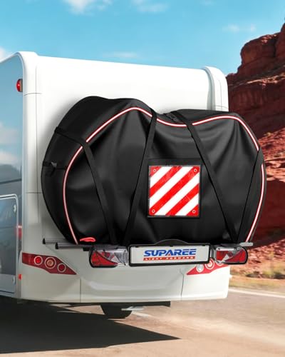SUPAREE Housse de Protection 2 Velo Bache Velo Transport Housse pour Vélo Camping Car 420D Oxford Avec Poche pour Panneau d'avertissement Imperméable pour Voiture Voyages