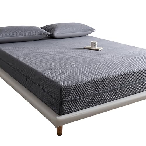 Acolchado Cubre Colchón 135x190 150x200 180x200 con Cremallera, Transpirable 6 Lados Totalmente Envolvente Protector de Colchón, Lavable a Máquina y Fácil de Desmontar(Gris,150x190x20cm)