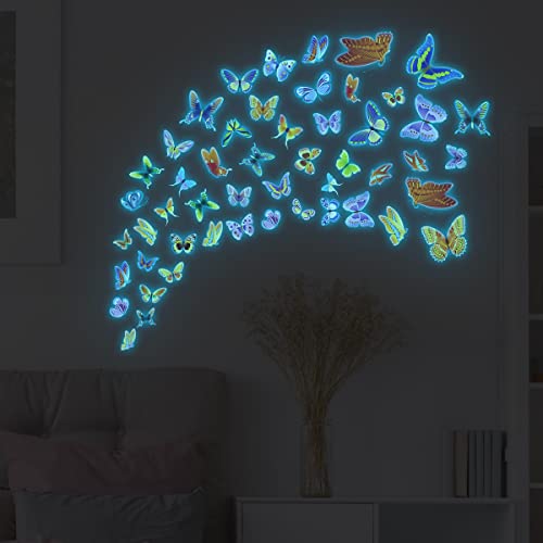 Glow Butterfly Wall Stickers, Butterfly Star Heart Wall Decals For Kids Room Little Girls Bedroom Nursery Playroom Daycare Classroom Parties Decoration #TOP1