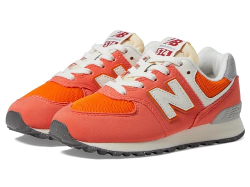 New Balance Kids 574 V1 70s Racing Lace-up Sneaker, GULF RED/WHITE, 2.5 M Little Kid (4-8 Years)