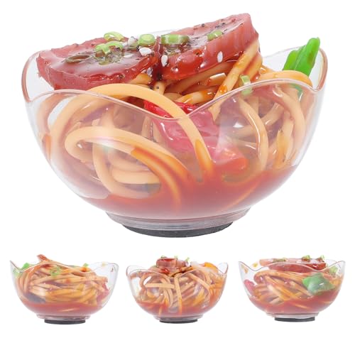 Lot de 6 faux aliments réalistes en PVC bol de nouilles cuites décoratives rigide