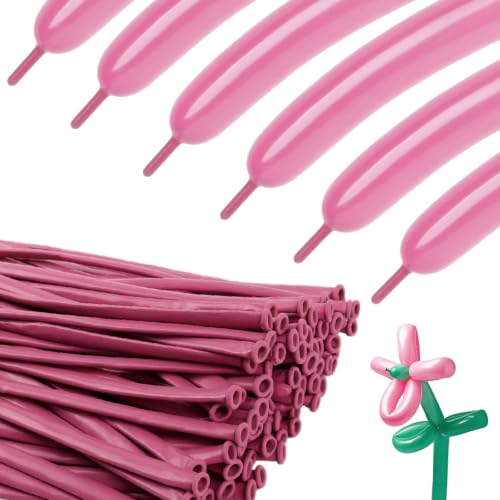Image of Rose Pink Long Balloons - 260 Balloons for Balloon Arch & Party Decor, 100