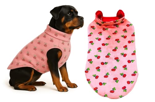 Image of The Pets Company Dog Winter Coat Jacket, Clothes, Windproof, Reversible, Light Weight, Washable, Ultra Warm Thick Fleece Lined Dog Vest for Cold Weather Protection, (Pink Cherry, X-Large - 28 Inch)