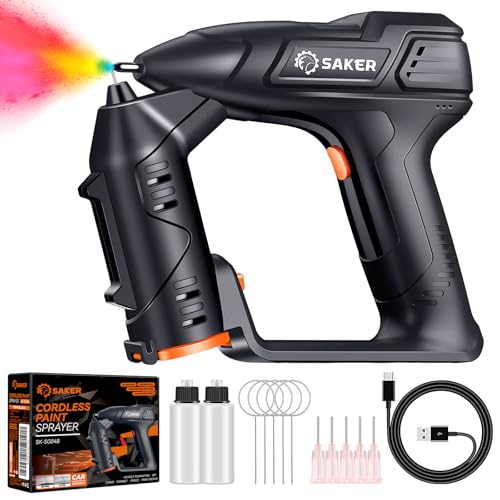 Saker Electric Paint Sprayer for Car Paint Scratch Repair, Cordless Handheld Portable Spray Paint Gun for Painting Cars,Cabinet, Paint Repair and DIY Dark Blue 1 Gear 0.5MM