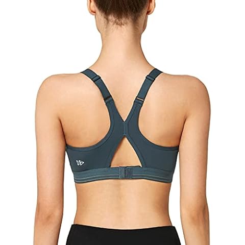 Yvette High Impact Sports Bras for Women Underwire Full Figure Running Workout Dark Grey Cover