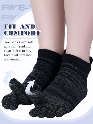 Image of Fourluoo 3 /6 Pairs Women Toe Socks Cotton Breathable Ankle Five Toe Socks for Men Women Athletic Running