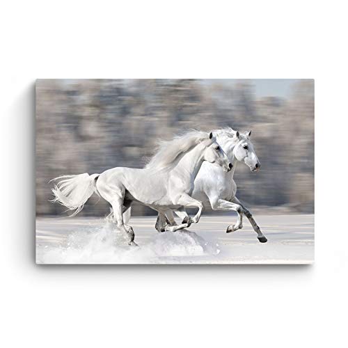 Startonight Wall Art Canvas Horses Running Fast, Animals Framed 24 X 36 Inches #TOP2
