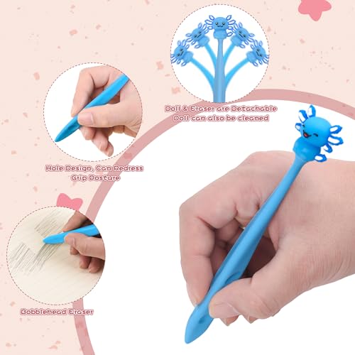48 Pcs Cute Axolotl Bobblehead Eraser for Pencils Kawaii Erasers Cute School Supplies Fun Cartoon Erasers Back to School Supplies Birthday Classroom Gifts by LiYiQ - Used condition - Image 3