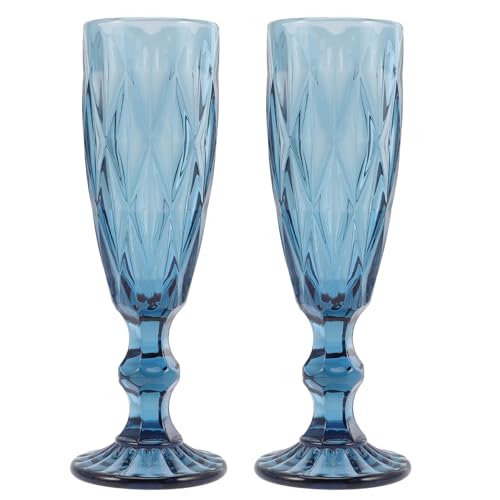 Kichvoe 2 Stück 150ml Glas Wein Kelche Elegante Vintage Sektflöten Vielseitig Verwendbar und Leicht zu Reinigen für Hochzeiten und Festliche Bankette