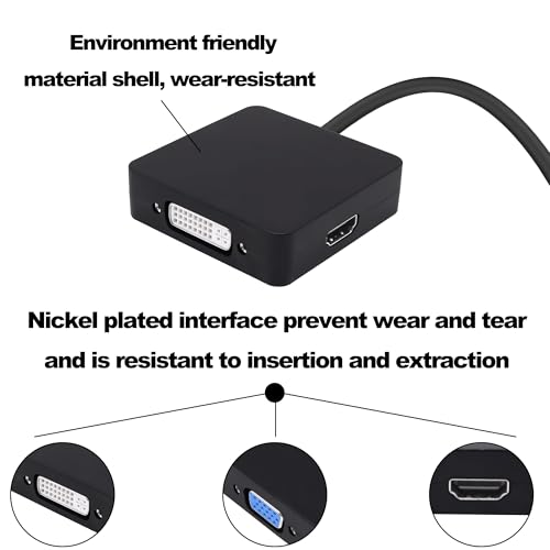 Mini DP vers HDMI VGA DVI Thunderbolt avec connecteurs durables