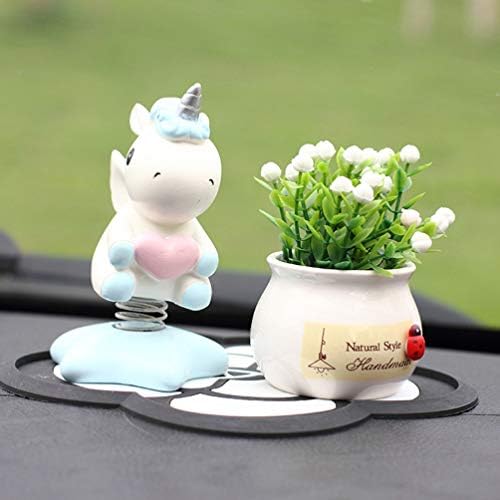 PRETYZOOM Unicorn Dancing Toy Ornament Cartoon Cute Shaking Head Animated Dancer Car Dashboard Interior Decor for Home Car Office Sky Blue