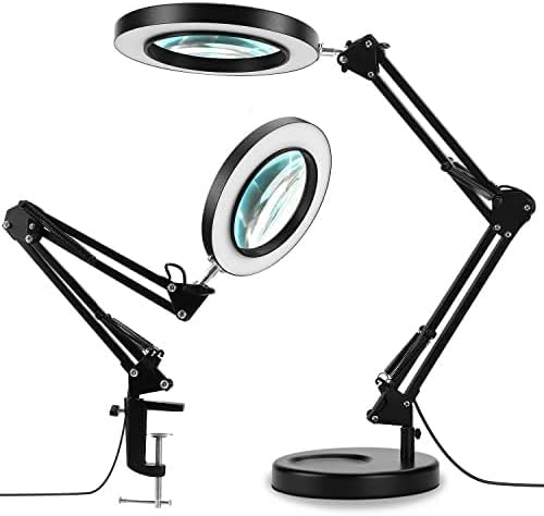 YYDS Magnifiers Magnifying Glass with Light and Stand Stepless Dimmable 3 Color Modes Vision Aids Crafts Portable for Close Work Repair Visual Impairment Aids (Color : 5 Diopter (2.25x))