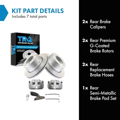 Image of TRQ Rear Brake Pad & Rotor Kit Semi-Metallic Compatible with 2014-2014 Ram 2500