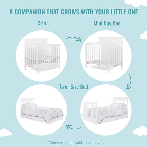 Dream On Me Harbor Full Panel 4-in-1 Convertible Mini Crib in White, Water-Based Paint Finish, JPMA Certified, 3-Position Mattress Height Setting, Made of Solid Pinewood - image 5