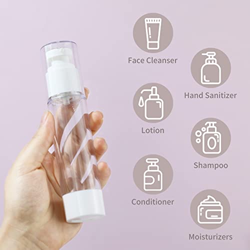Longway 1.7 Oz 50Ml Clear Airless Cosmetic Cream Pump Bottle Travel Size Dispenser Refillable Containers/Foundation Travel Pump Bottle For Shampoo (Pack Of 6) #TOP2