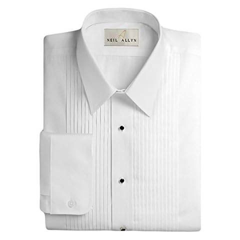 Neil Allyn Men's Tuxedo Shirt 100% Cotton 1/4" Pleat Laydown Collar Cover
