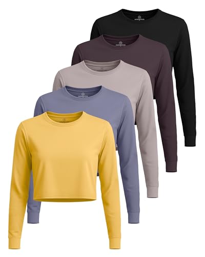 5-Pack Women's Dry-Fit Crop Top Long Sleeve by Real Essentials