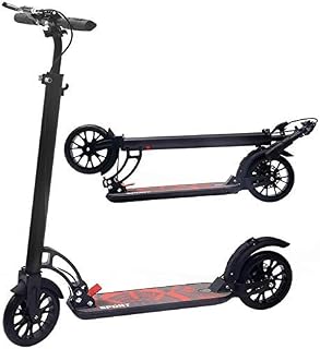 XJZKA Scooters Adult Kids/Adult With 3 Seconds Easy-Folding System 220lb Folding Adjustable With Disc Brake And 200mm Big Wheels Non Electric (Color : Black)