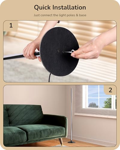 EDISHINE LED Floor Lamp, Modern Minimalist Corner Light Dimmable, Remote Control & Foot Switch, Metal Base Standing Lamps for Living Room, Bedroom, Office - Image 7