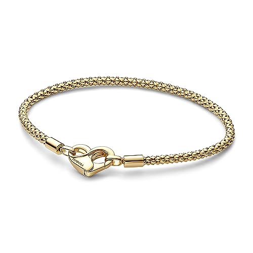 PANDORA Moments Studded Chain Bracelet - Compatible Moments Charms - Gold Charm Bracelet for Women - Gift for Her - 14k Gold-Plated - With Gift Box - 7.1''