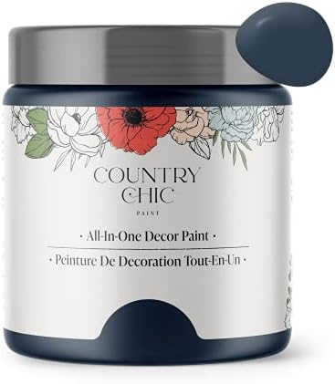 Country Chic All-in-One Chalk Paint for Furniture, Cabinets, Home Decor, Eco-Friendly, Matte Finish, Built-In Primer & Top Coat for Wood, Metal - Peacoat (Navy Blue) - Pint 16 oz (475 ml)